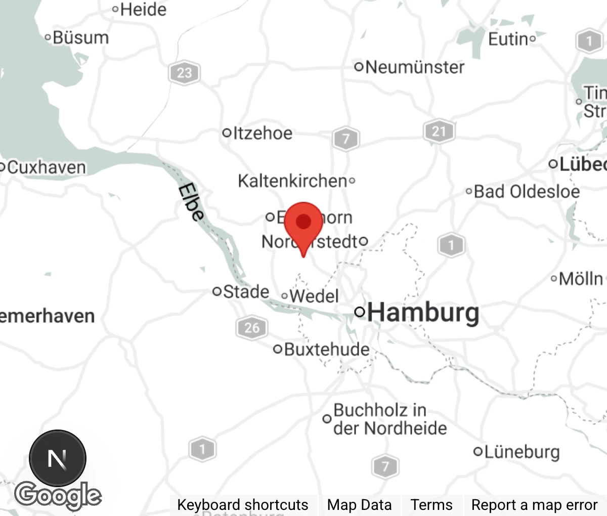 Map showing location of Tierschutzverein Pinneberg u.U. e.V.
