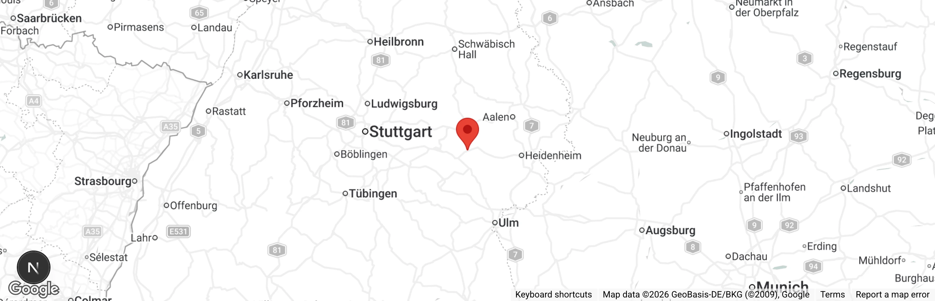 Map showing location of Katzenschutz Göppingen-Donzdorf e.V.