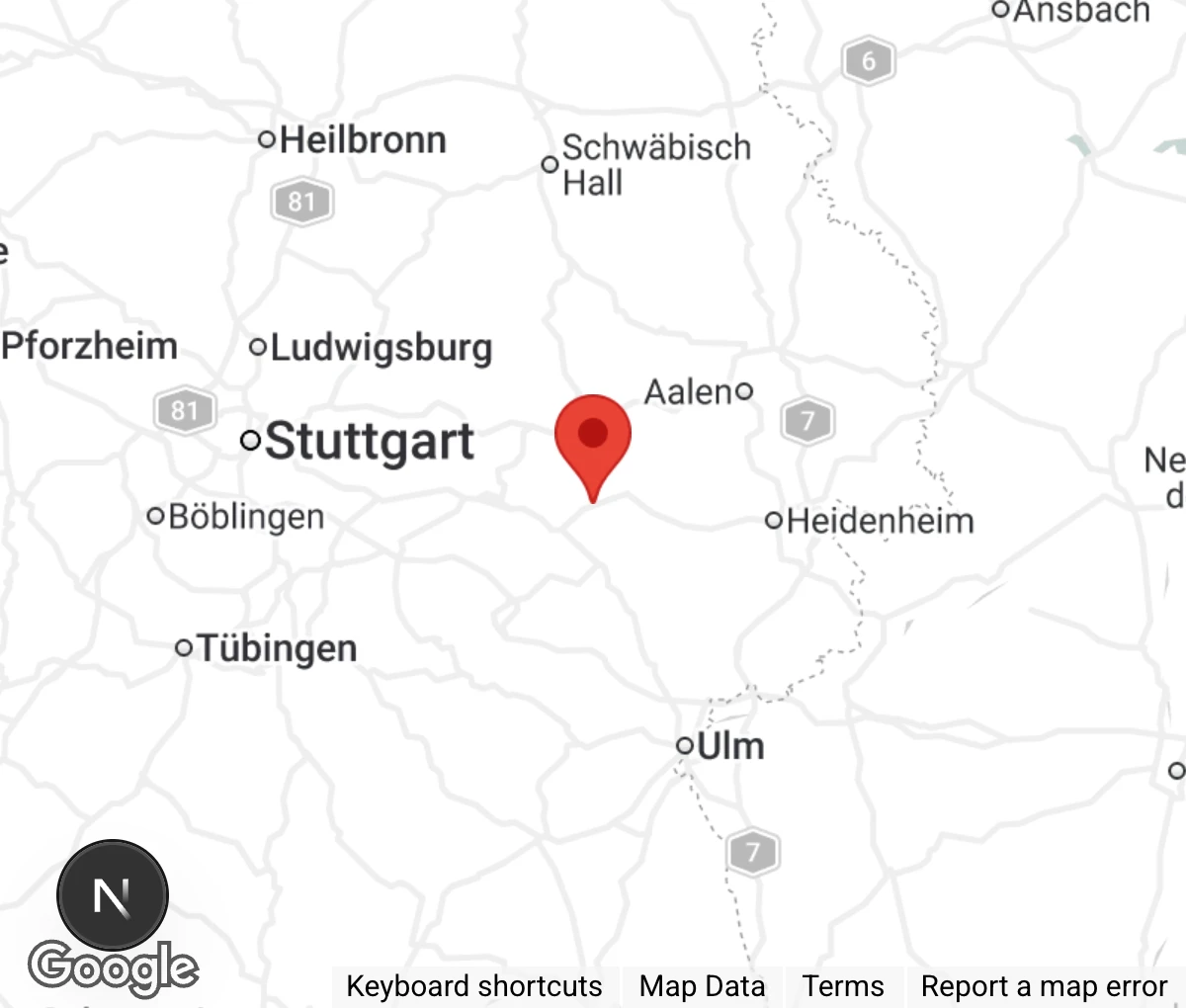 Map showing location of Katzenschutz Göppingen-Donzdorf e.V.