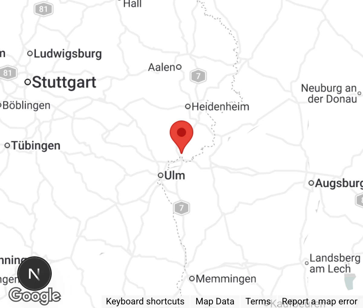 Map showing location of Katzenhilfe Langenau e.V.
