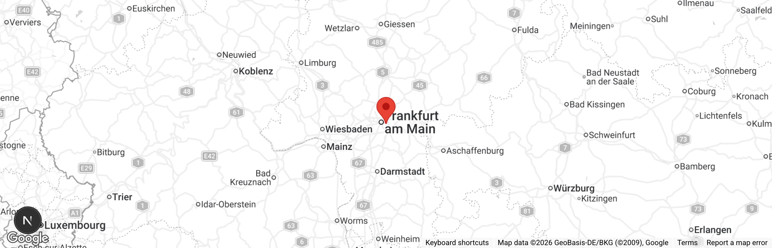 Map showing location of Auffangstation Frankfurt-Oberrad