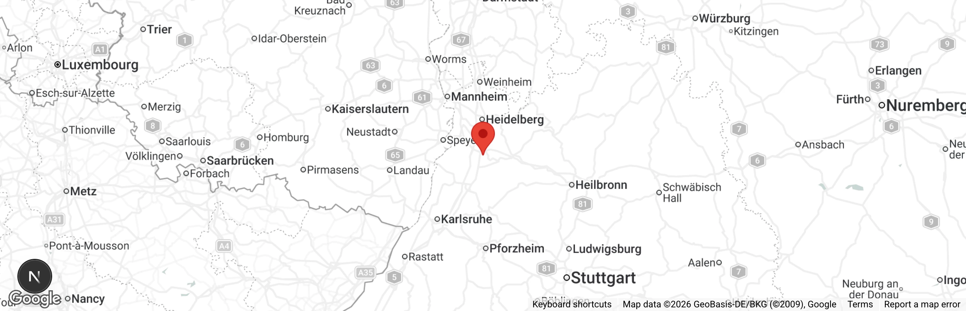 Map showing location of Gnadenhof für Seniorenkatzen des Tierschutzverein Angelbachtal-Östringen