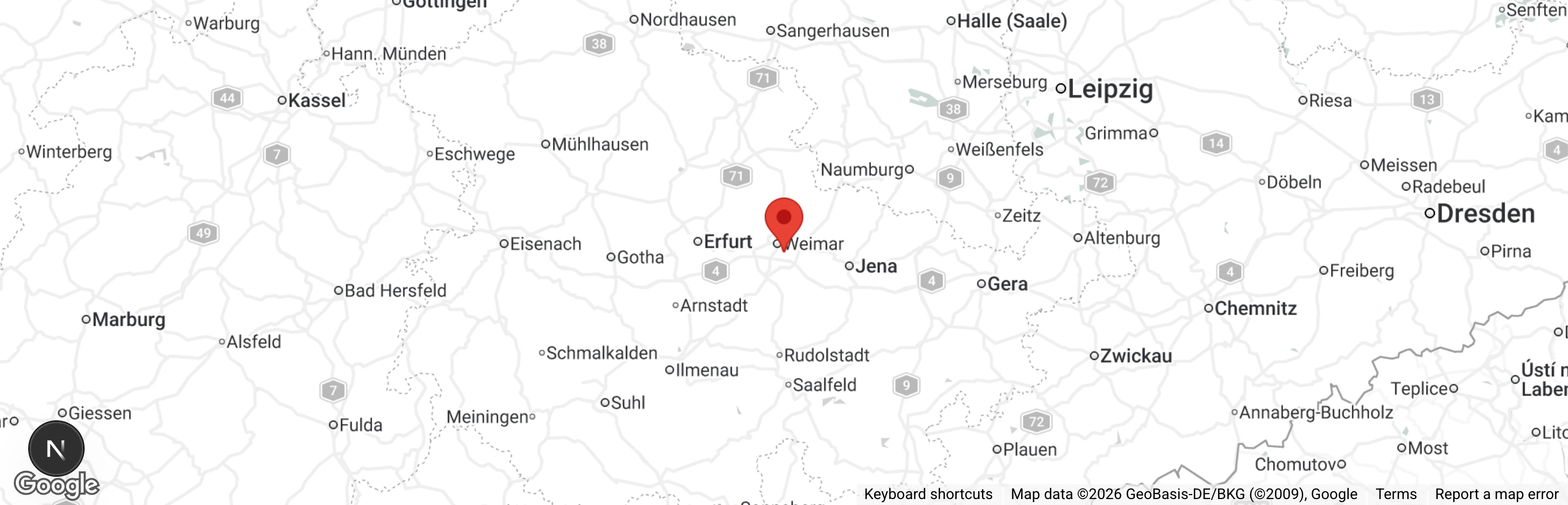 Map showing location of Tierschutzverein Weimar e.V.