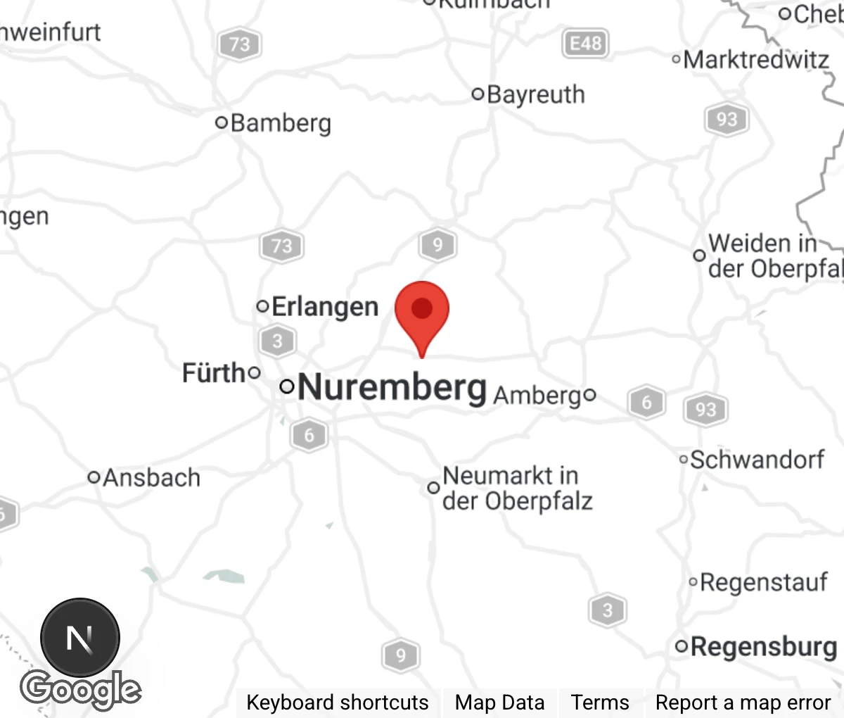 Map showing location of Tierheim Hersbruck