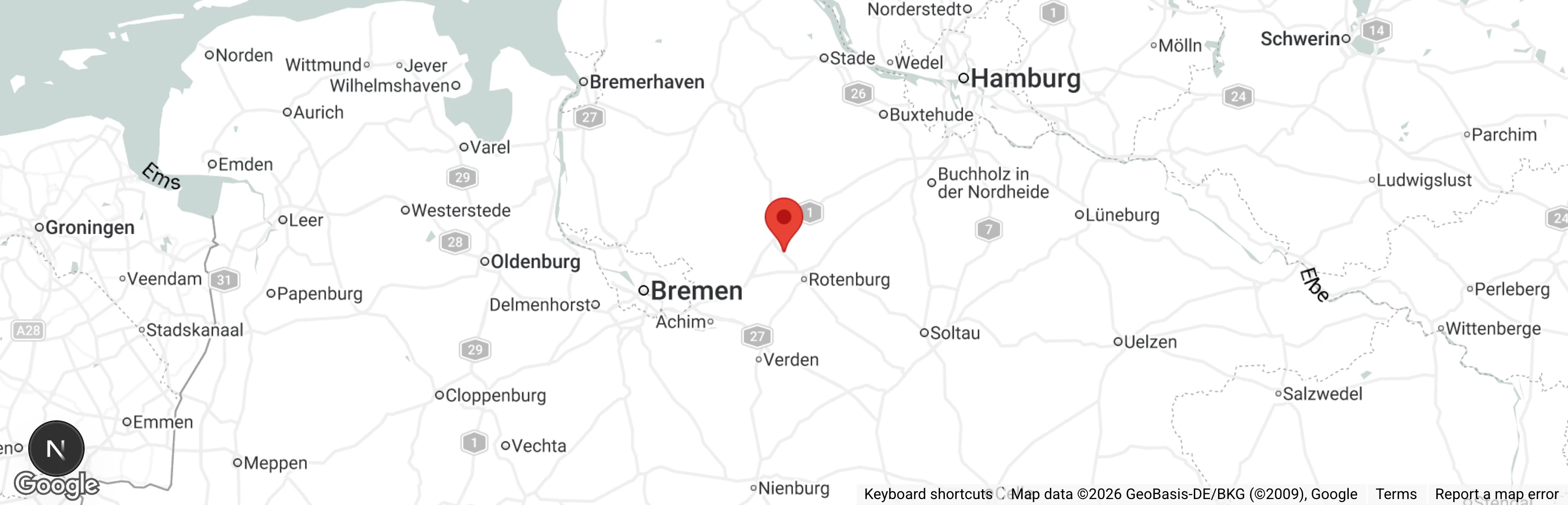 Map showing location of Tierheim Rotenburg Mulmshorn