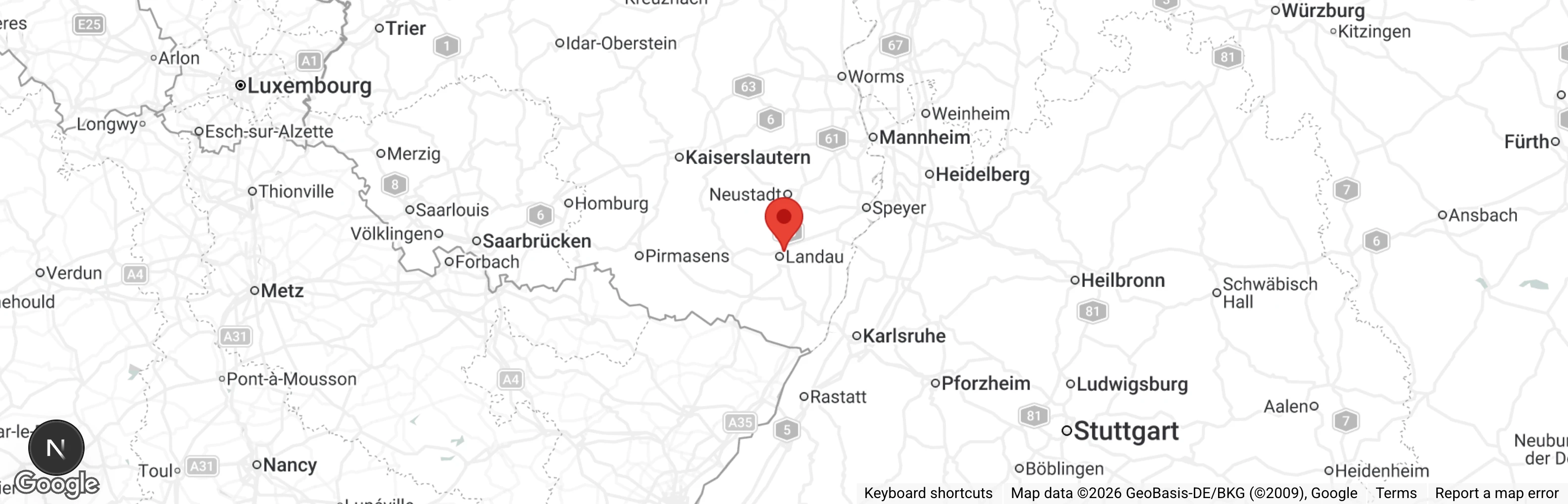 Map showing location of Tierheim 'Maria Höffner' Landau