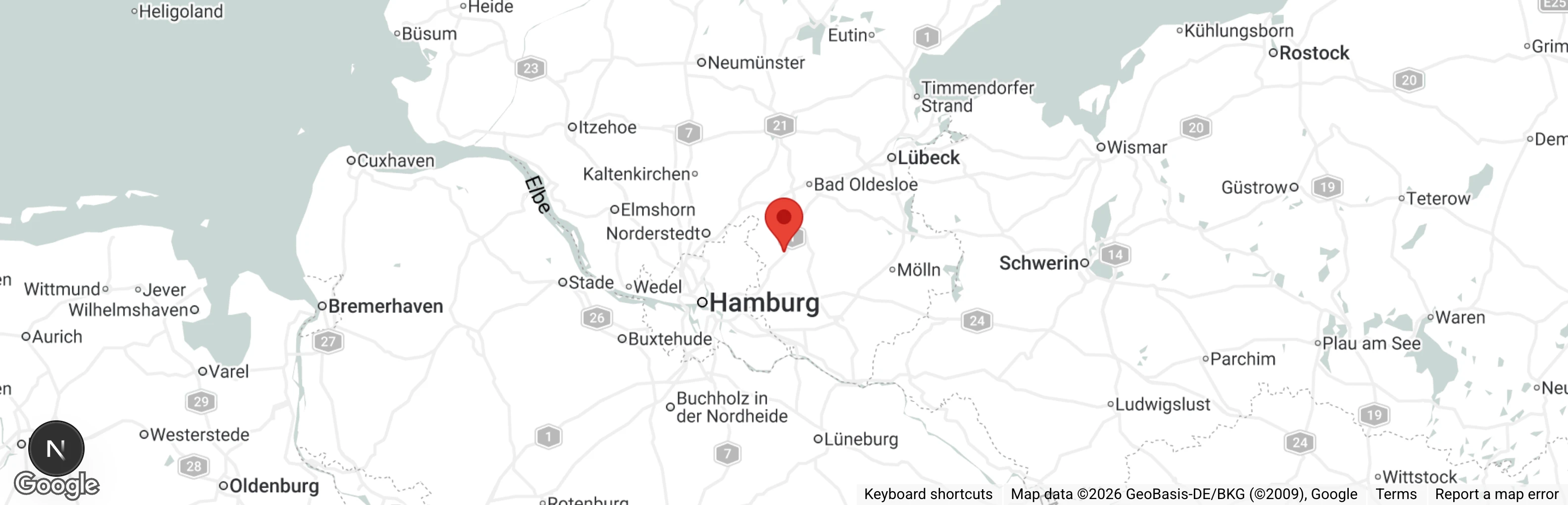 Map showing location of Tierheim Großhansdorf