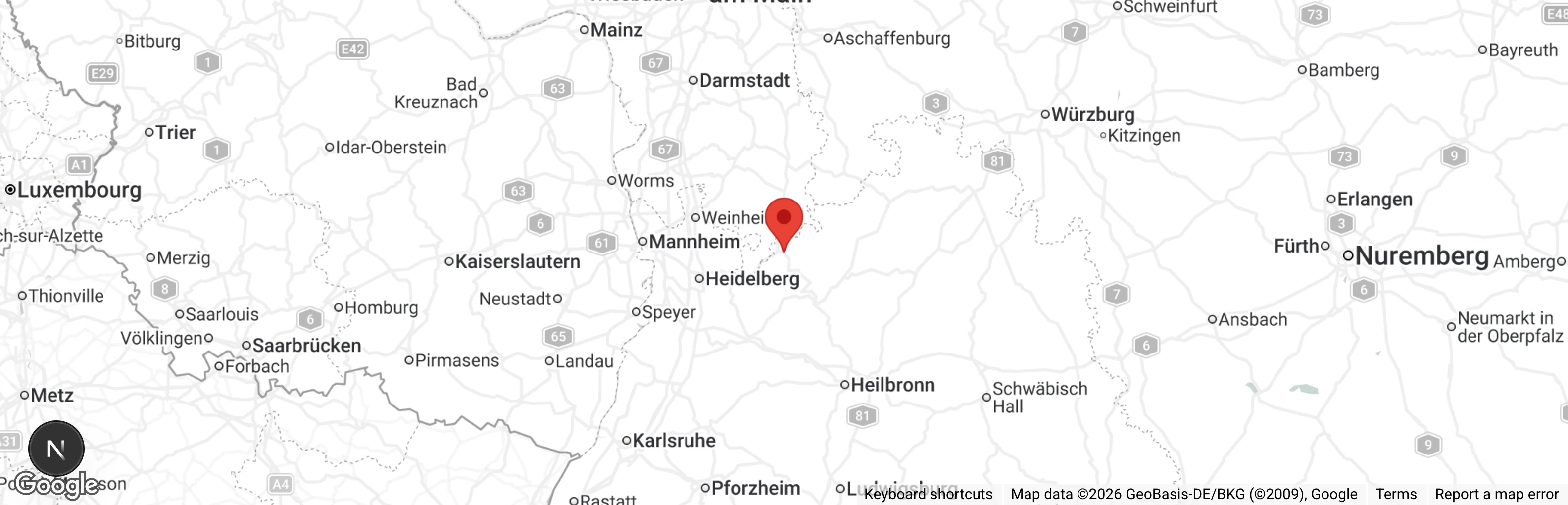 Map showing location of Tierschutzverein Eberbach- Respektiere Tiere e.V.