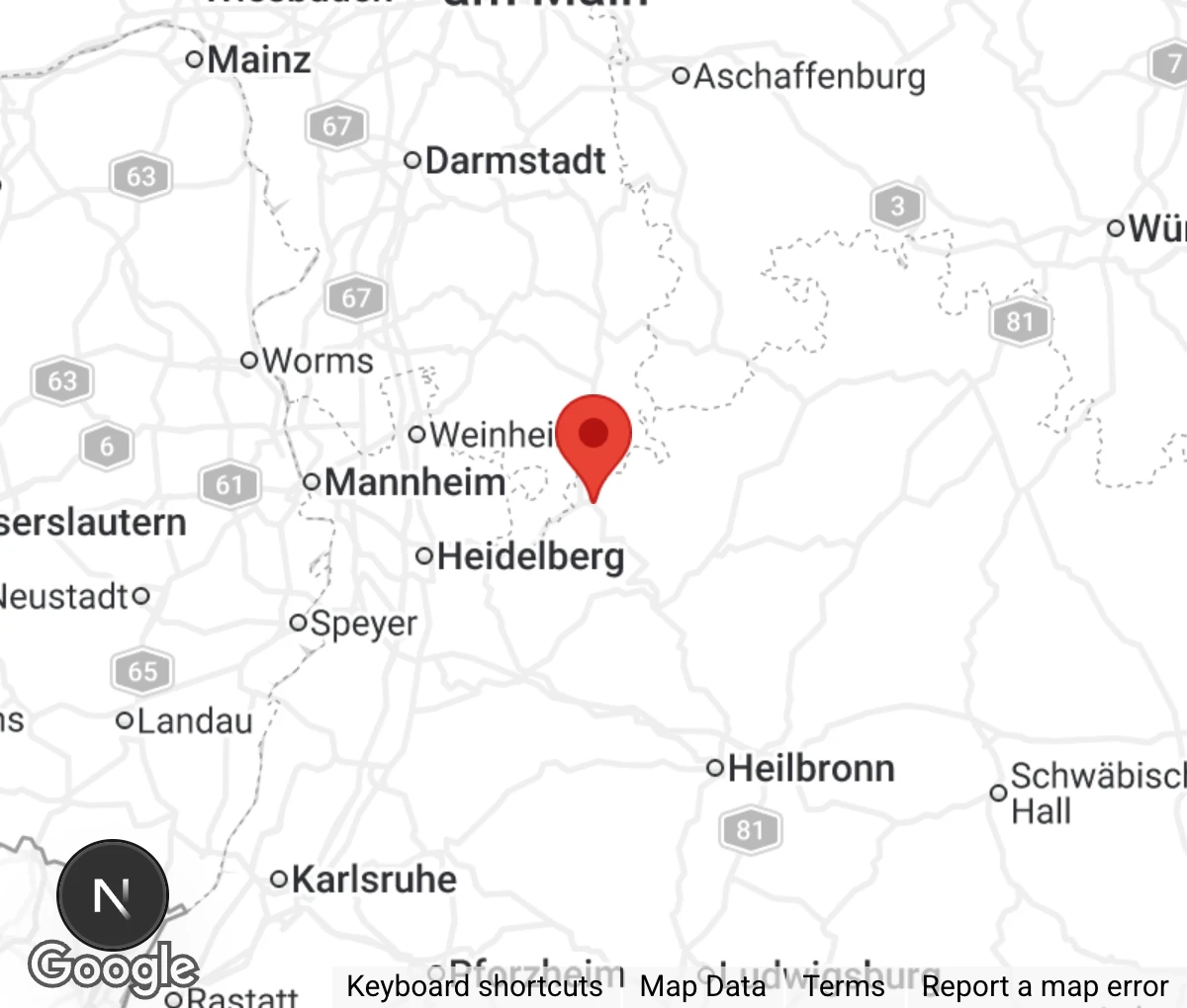 Map showing location of Tierschutzverein Eberbach- Respektiere Tiere e.V.