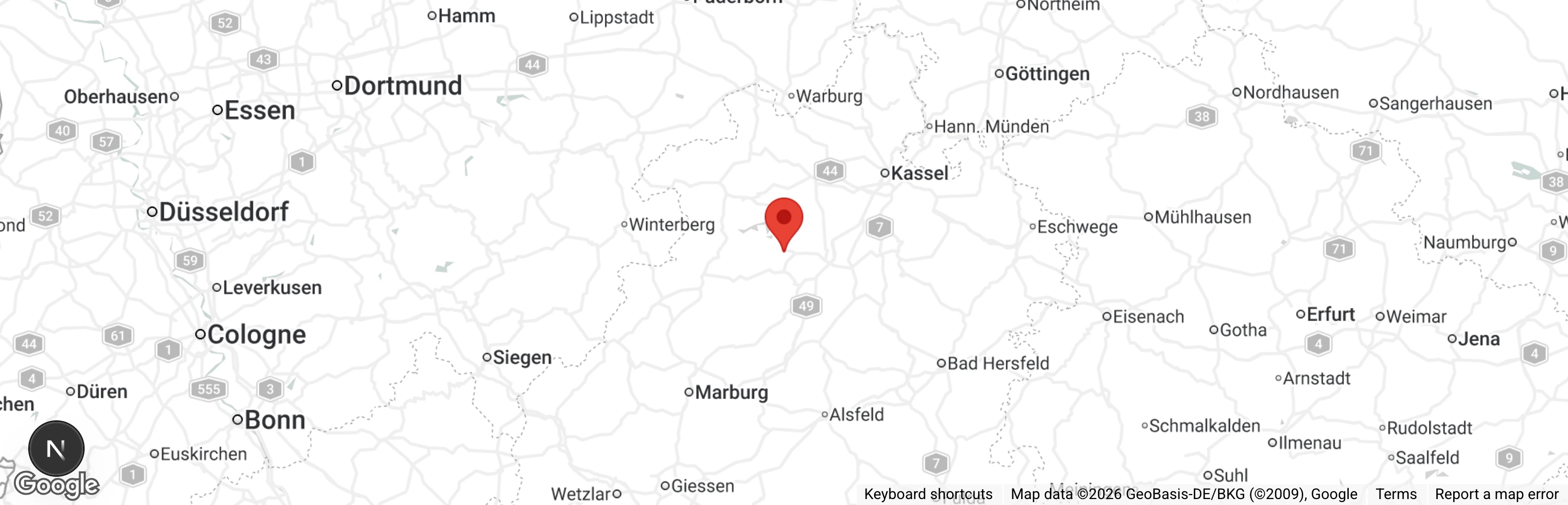 Map showing location of Tierheim Bad Wildungen