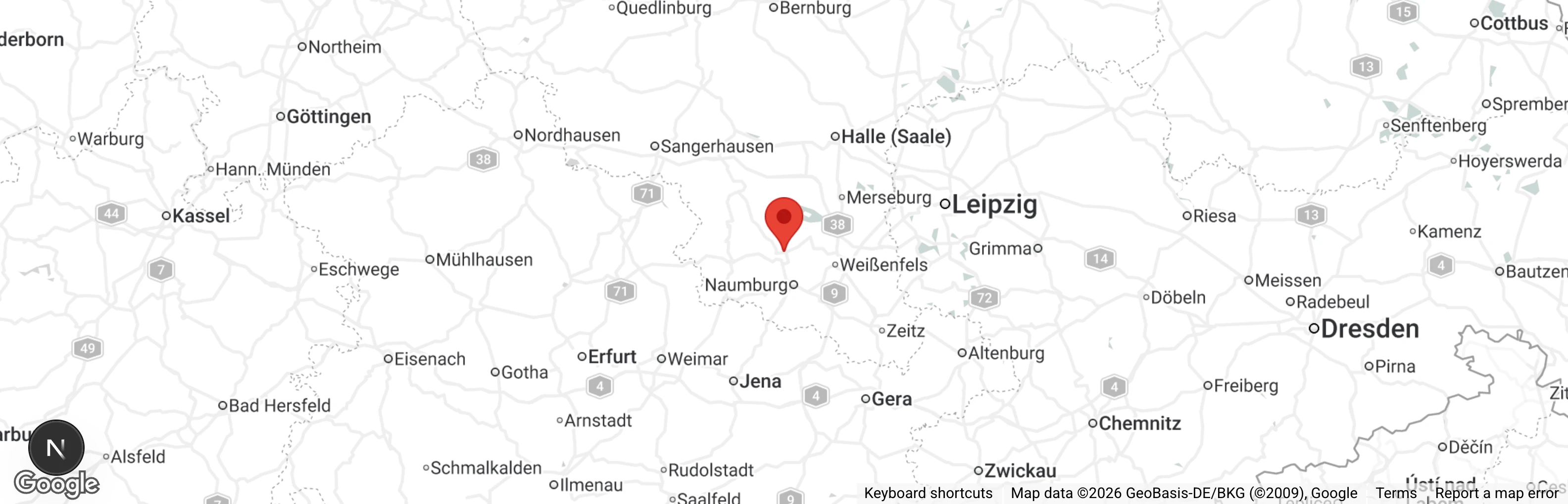 Map showing location of Tierheim Freyburg
