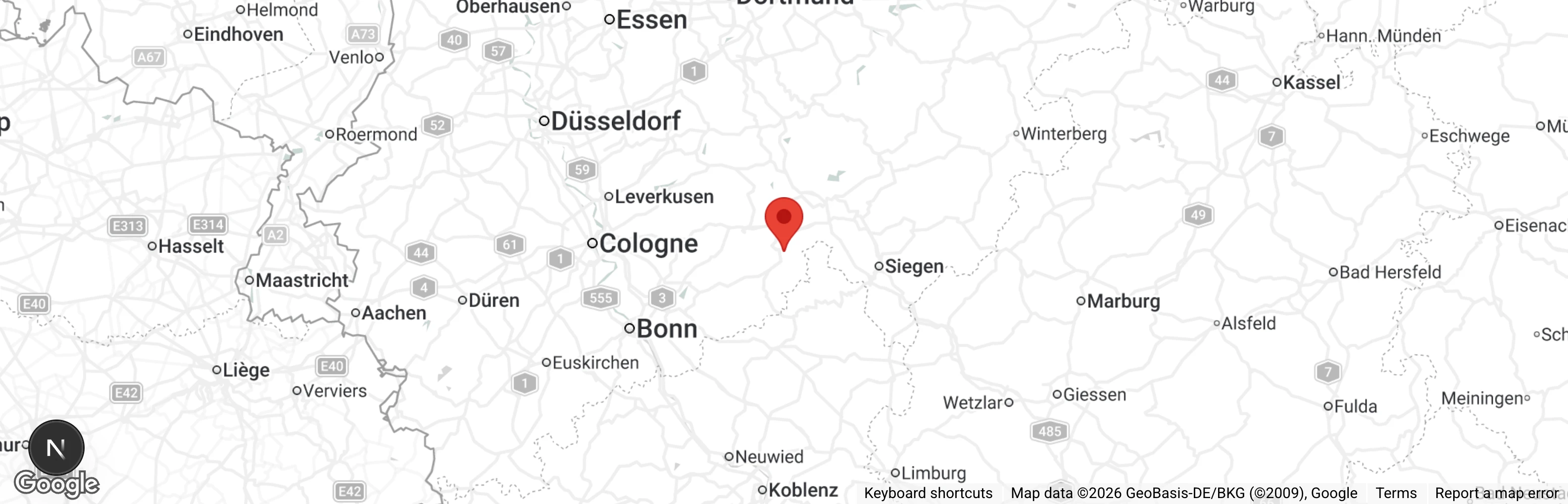 Map showing location of Hunde SOS Oberberg e.V