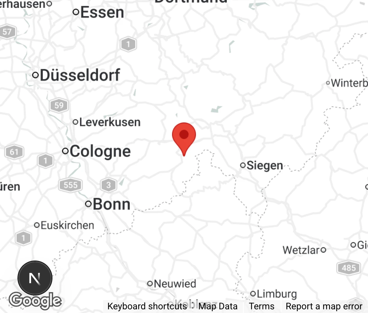 Map showing location of Hunde SOS Oberberg e.V