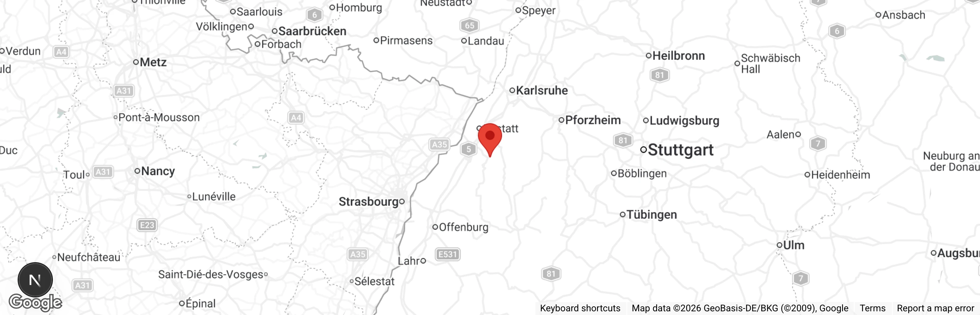 Map showing location of Tierheim Baden-Baden
