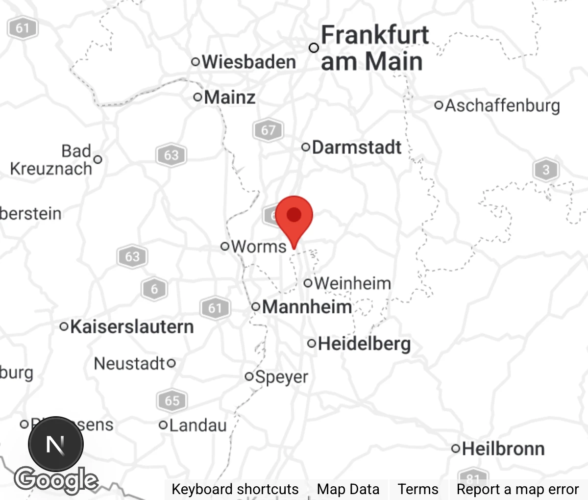 Map showing location of Tierheim Heppenheim