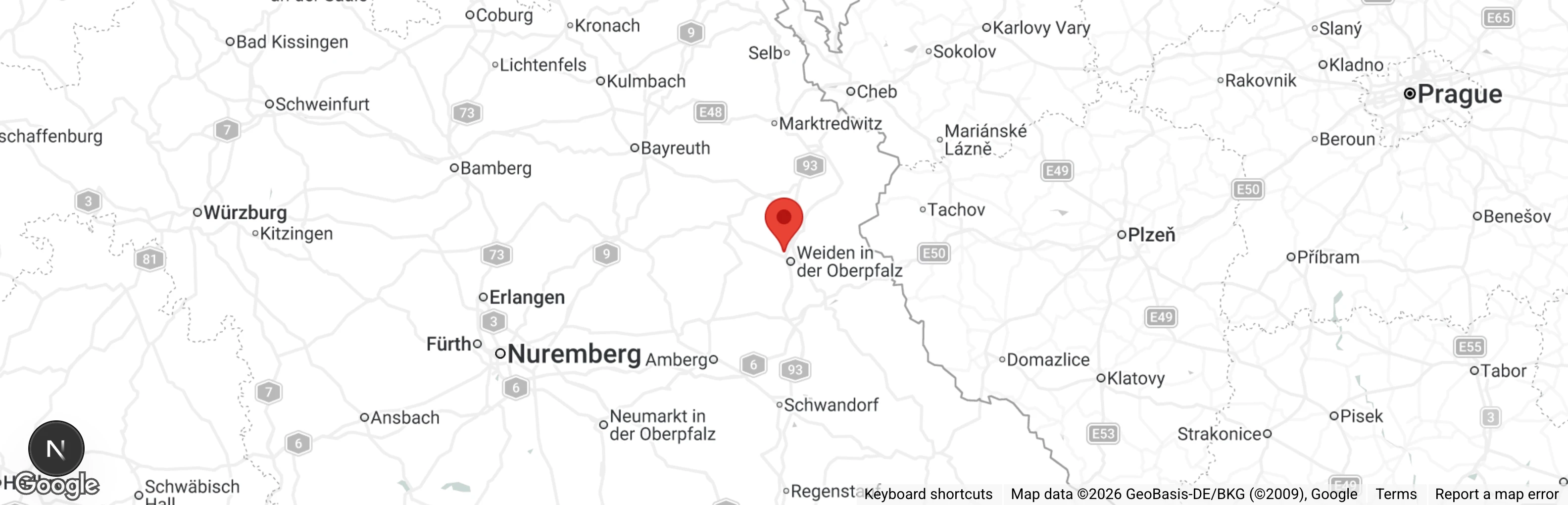 Map showing location of Tierheim Weiden
