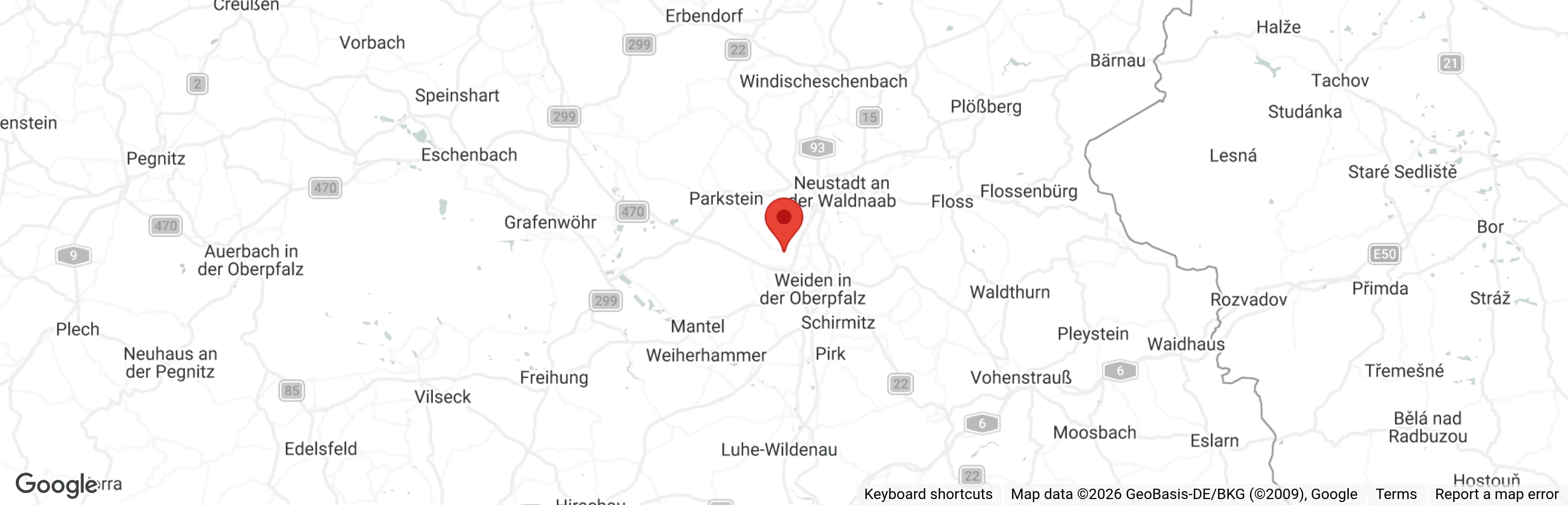 Map showing location of Tierheim Weiden