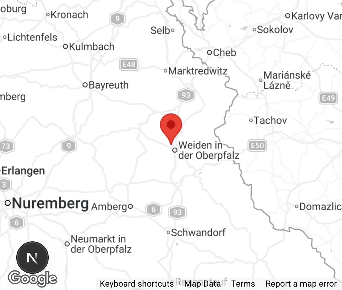 Map showing location of Tierheim Weiden