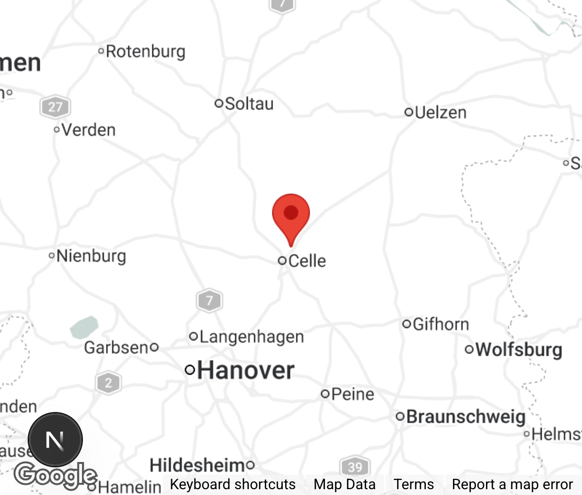 Map showing location of Tierheim Celle