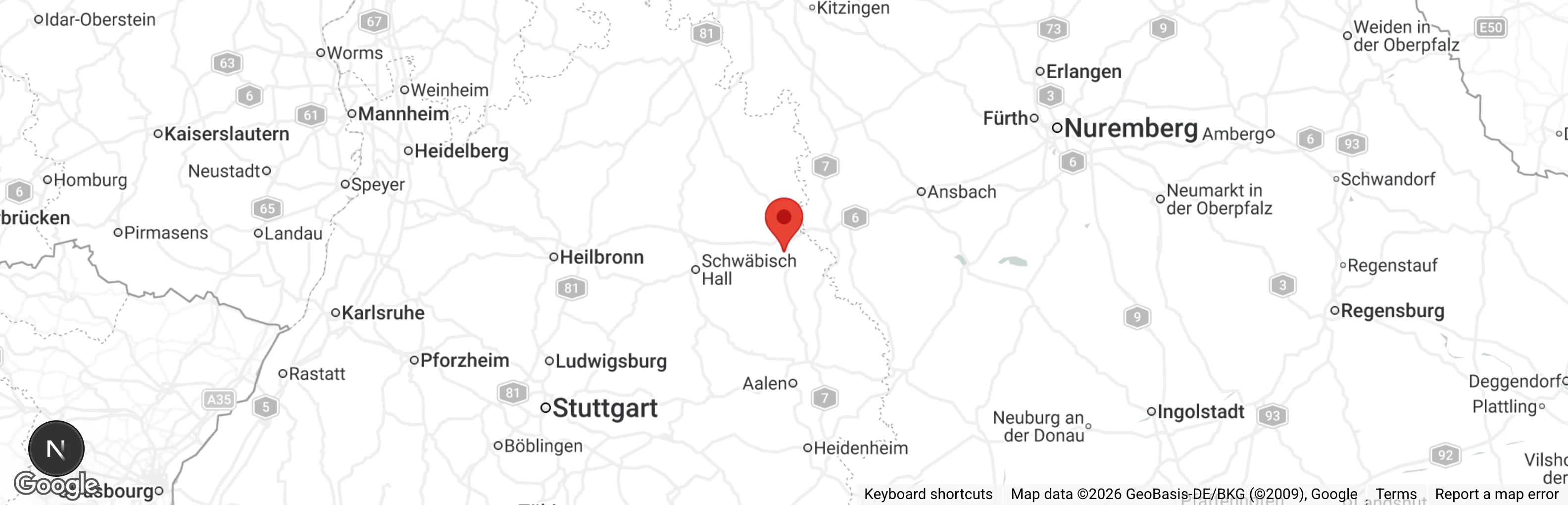 Map showing location of Tierschutzverein Crailsheim - Tierheim e.V.