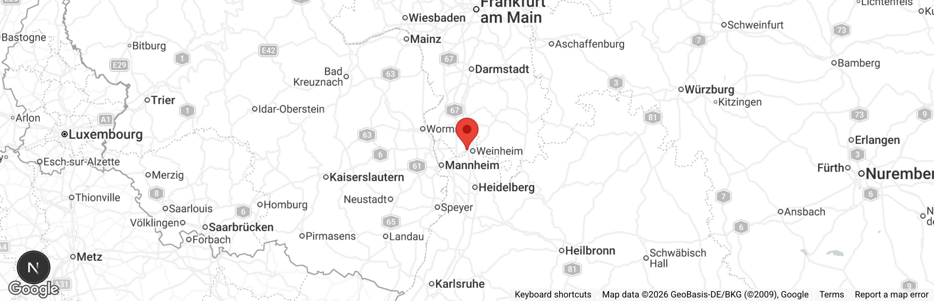 Map showing location of Tierheim Weinheim
