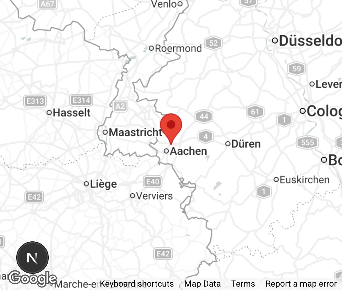 Map showing location of Tierheim Aachen