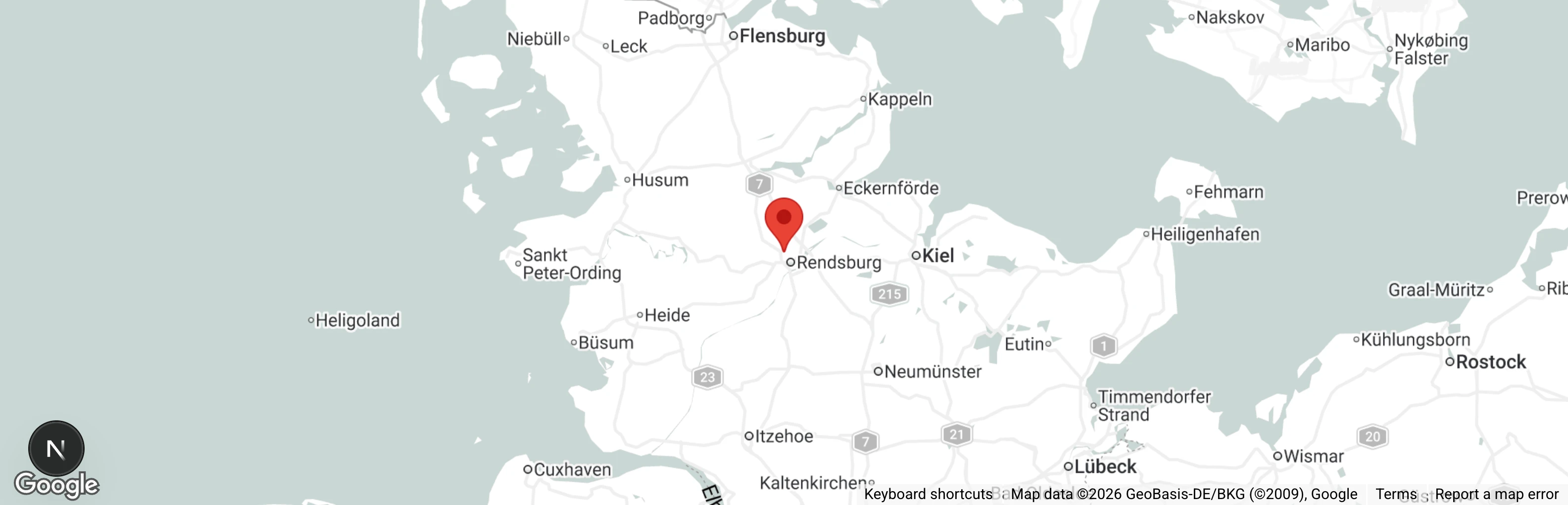 Map showing location of Tierheim Rendsburg