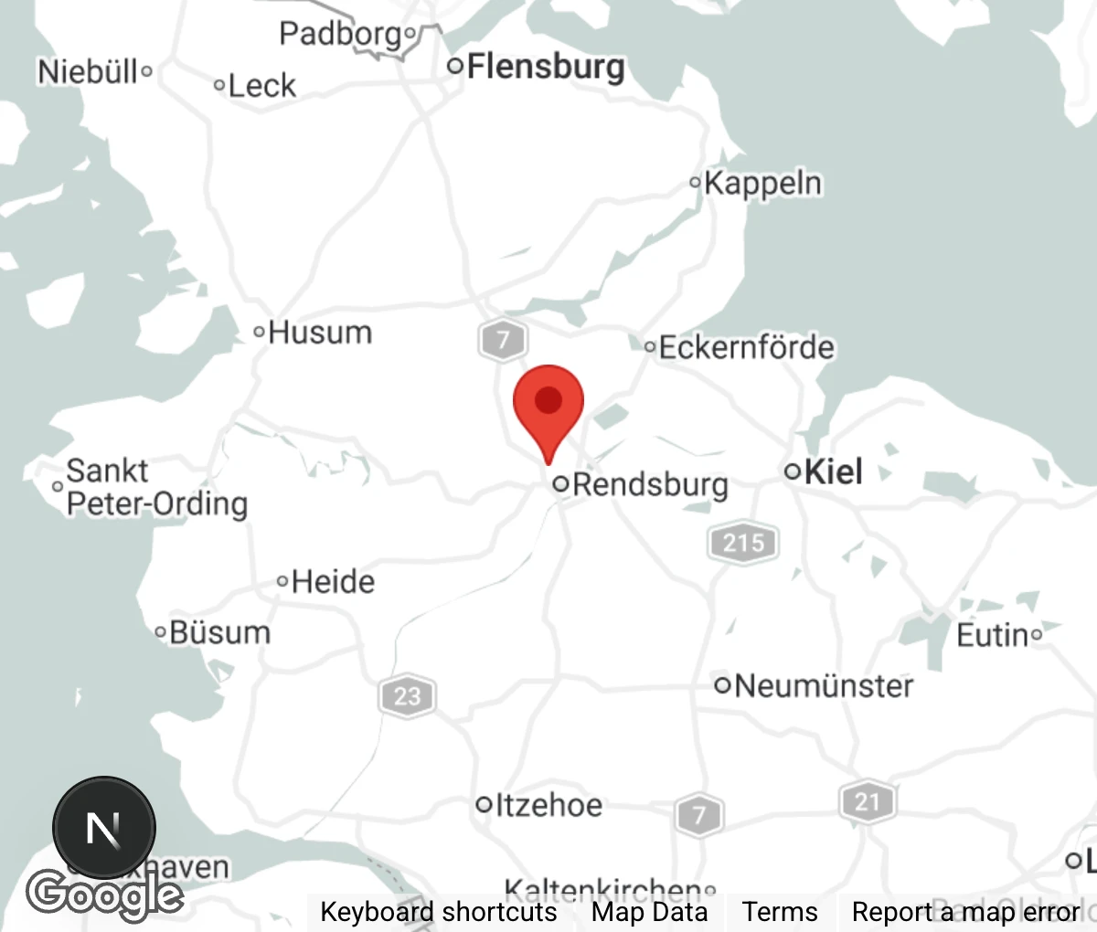 Map showing location of Tierheim Rendsburg