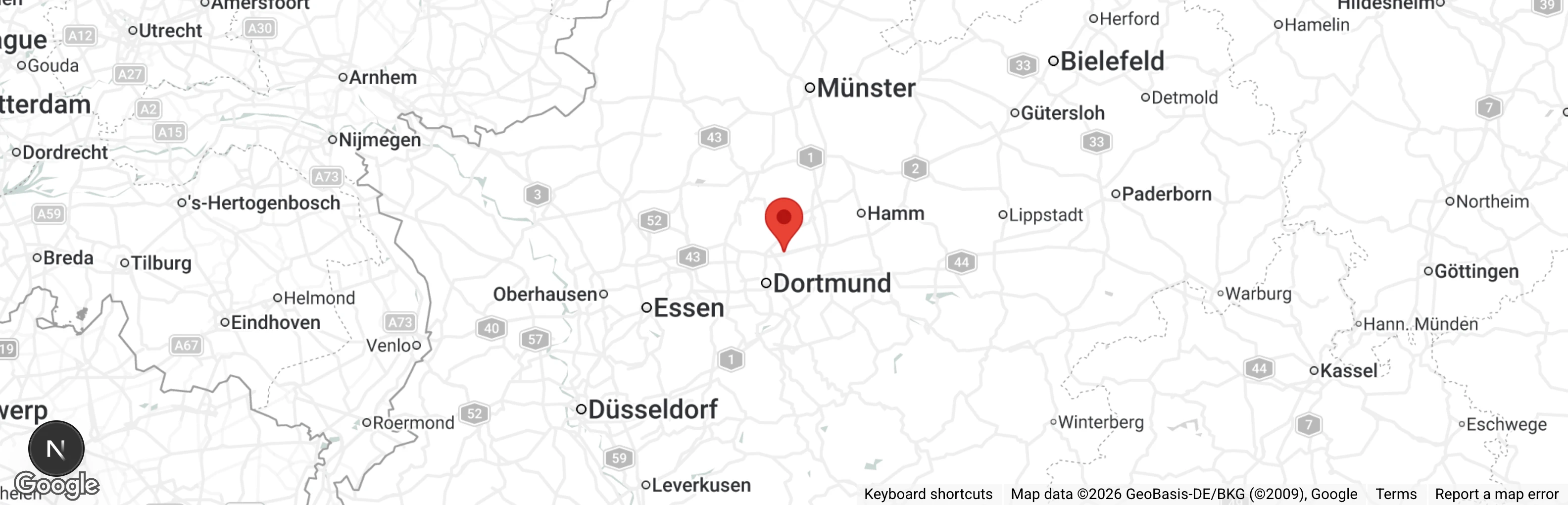 Map showing location of Tierschutzverein Lünen e.V.