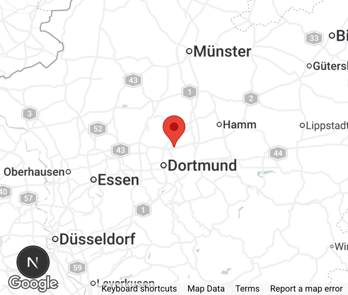 Map showing location of Tierschutzverein Lünen e.V.