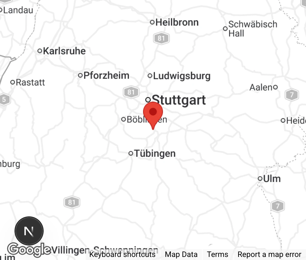 Map showing location of Tierschutzverein Tierfreunde Filderstadt e.V.