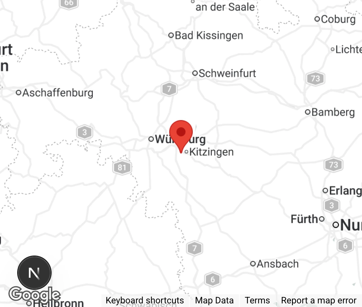 Map showing location of Tierheim Kitzingen