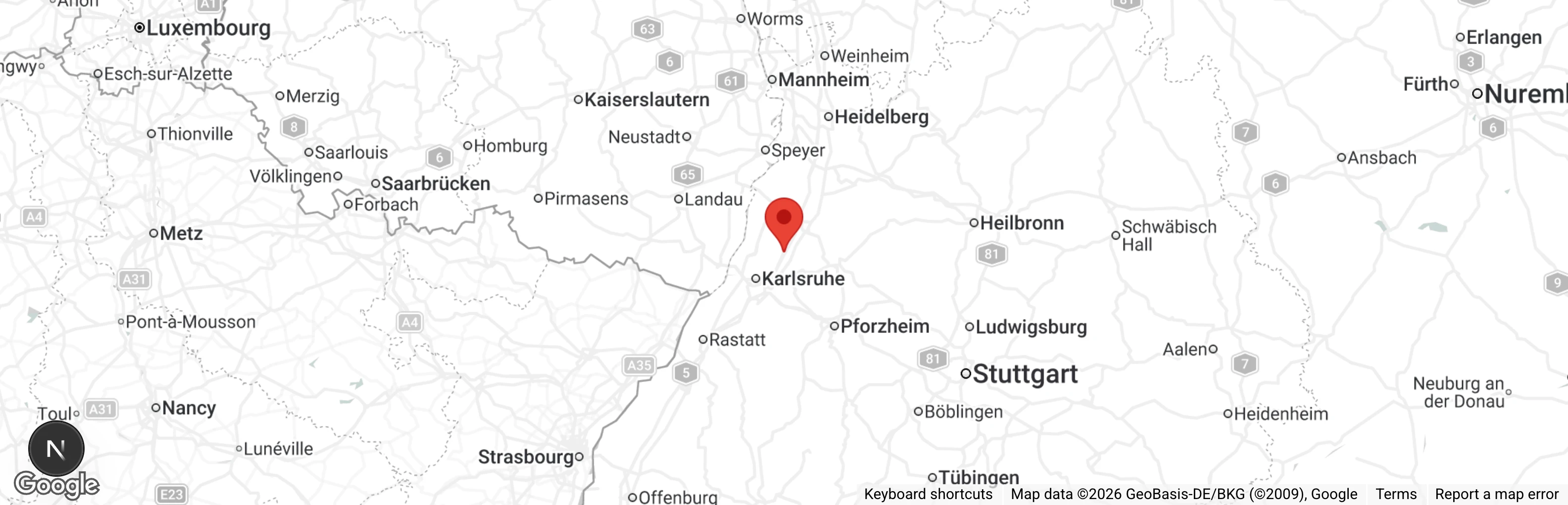 Map showing location of Auffangstation Vogelpark Waldbrücke