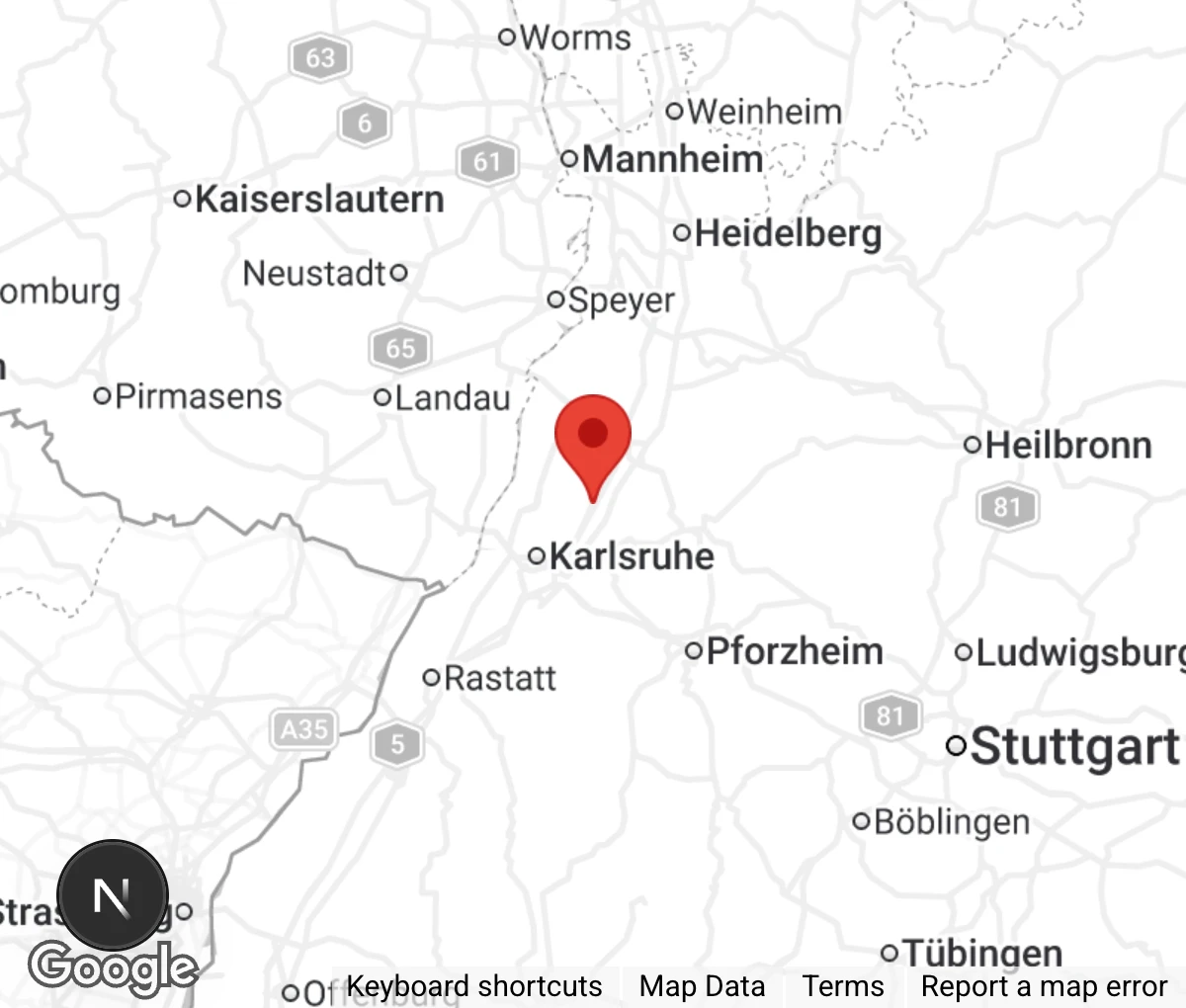 Map showing location of Auffangstation Vogelpark Waldbrücke