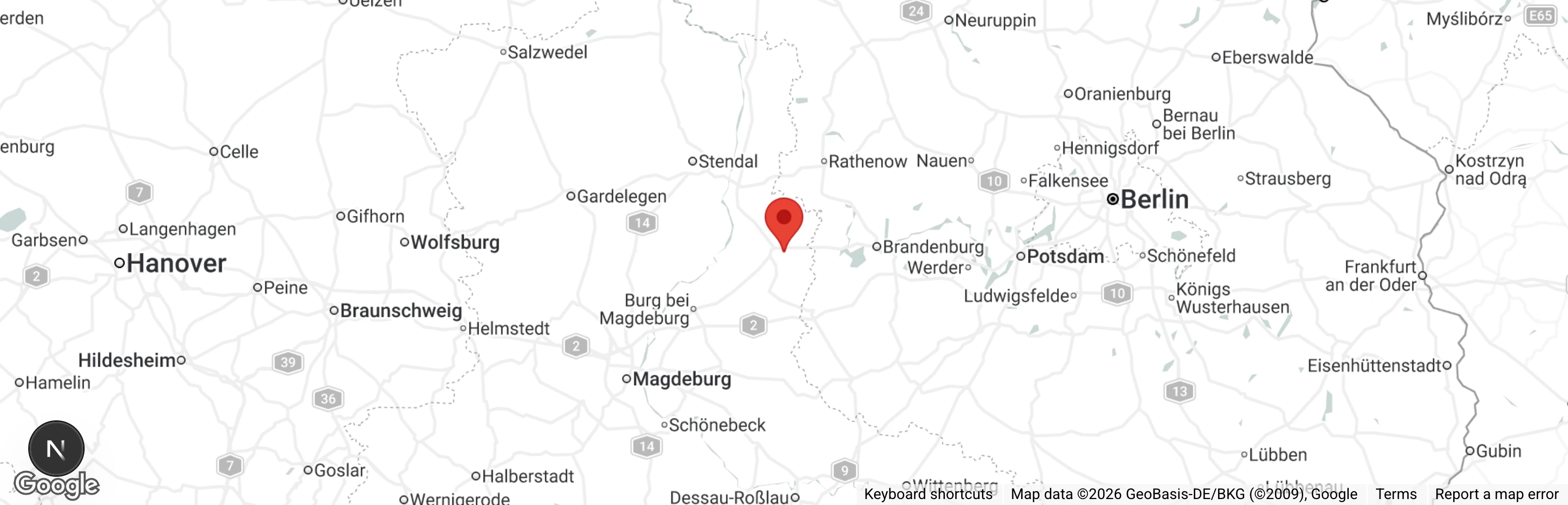 Map showing location of Auffangstation Tierschutzverein Genthin e.V.