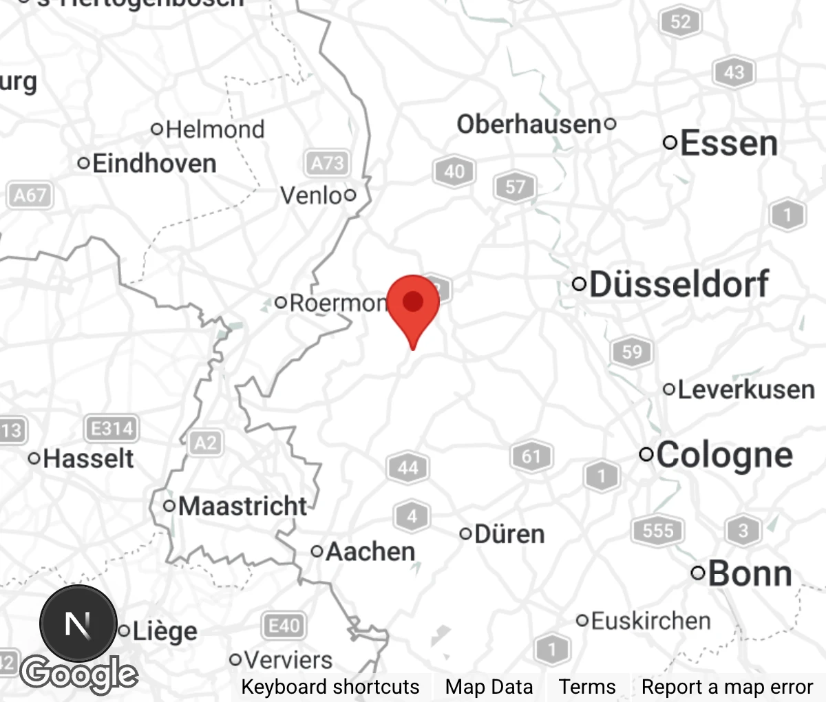Map showing location of Tier-Refugium Wegberg e.V.