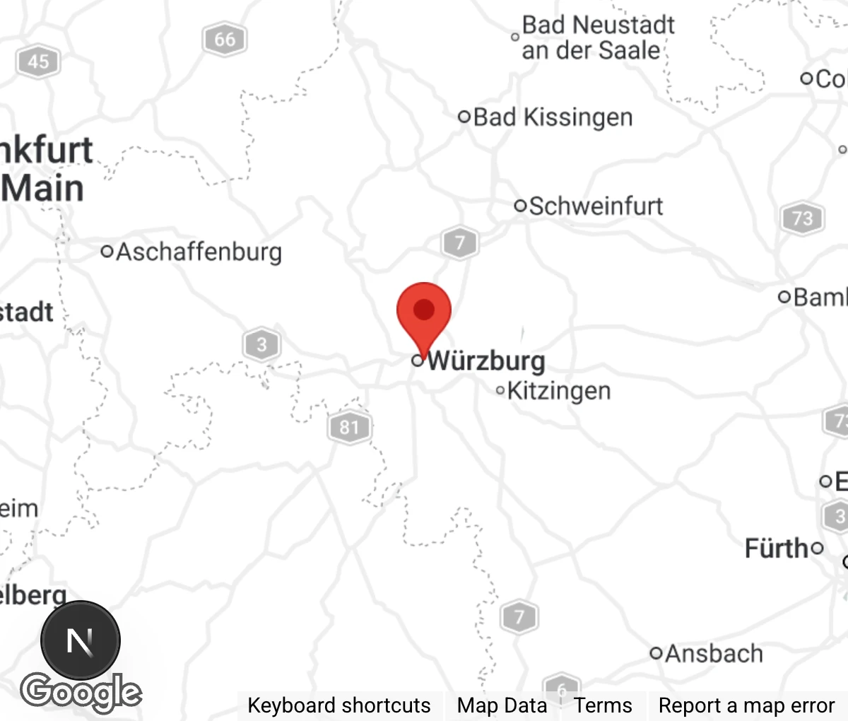 Map showing location of Tierheim Würzburg
