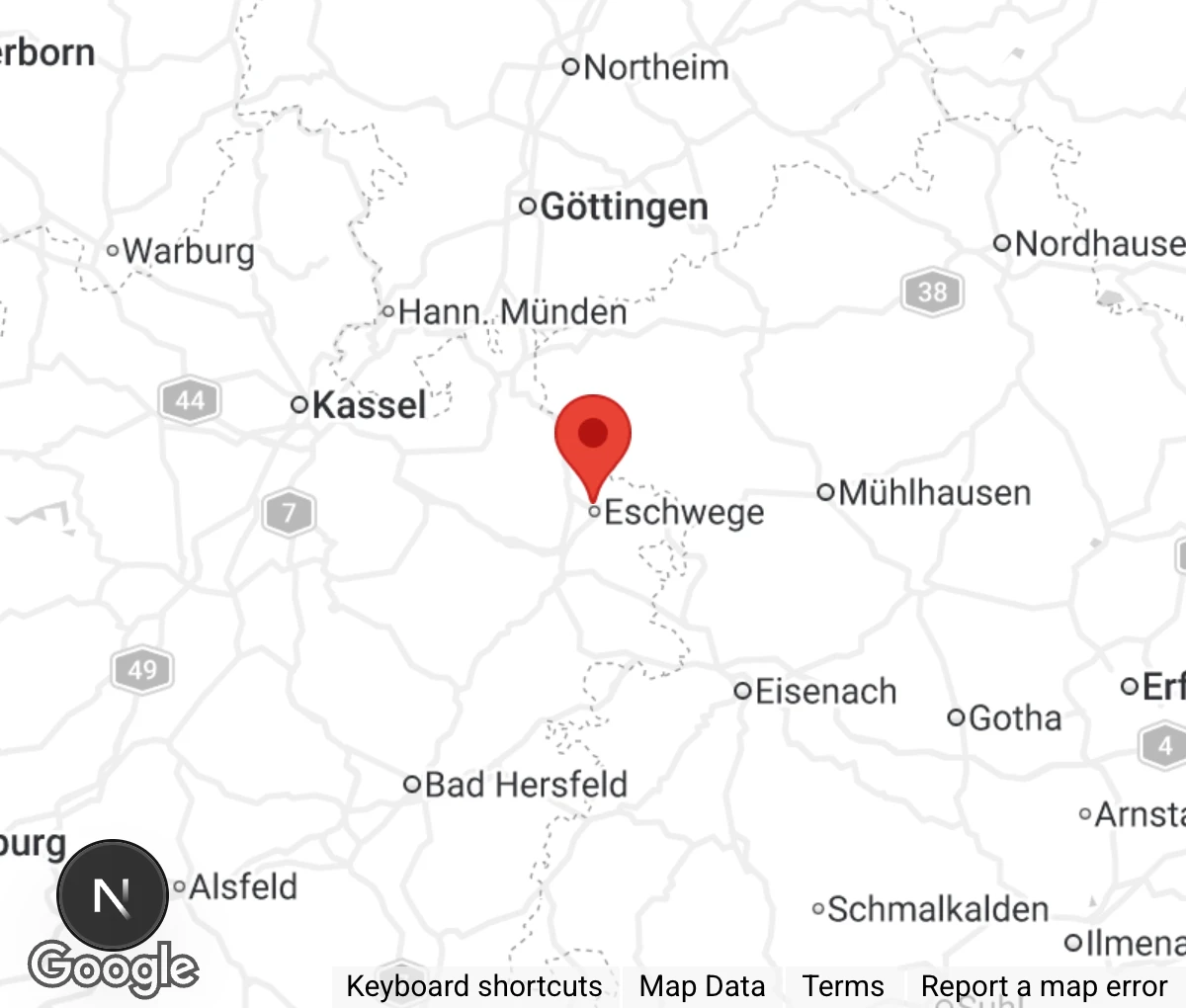 Map showing location of Tierheim Eschwege