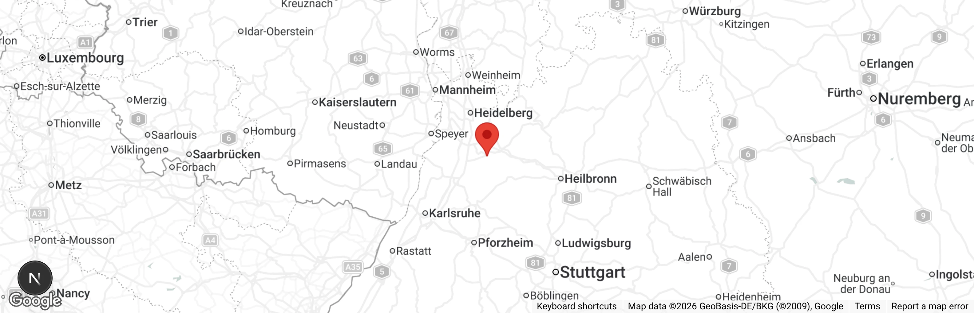 Map showing location of Tierschutzverein Angelbachtal- Östringen e.V.-Verein zum Schutz der Tiere