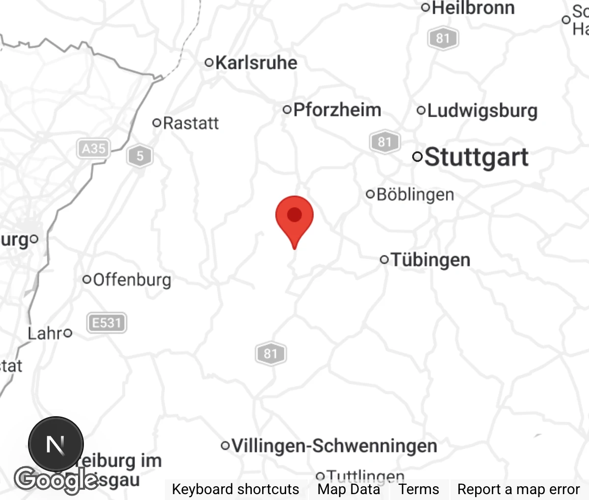 Map showing location of Tierschutzverein Oberes Nagoldtal e.V.