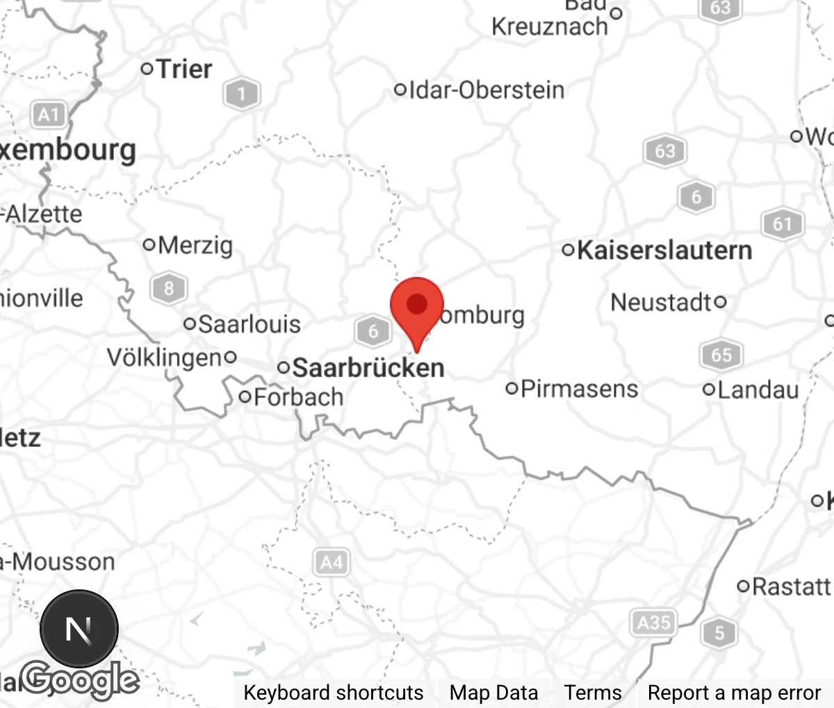 Map showing location of Tierheim Zweibrücken