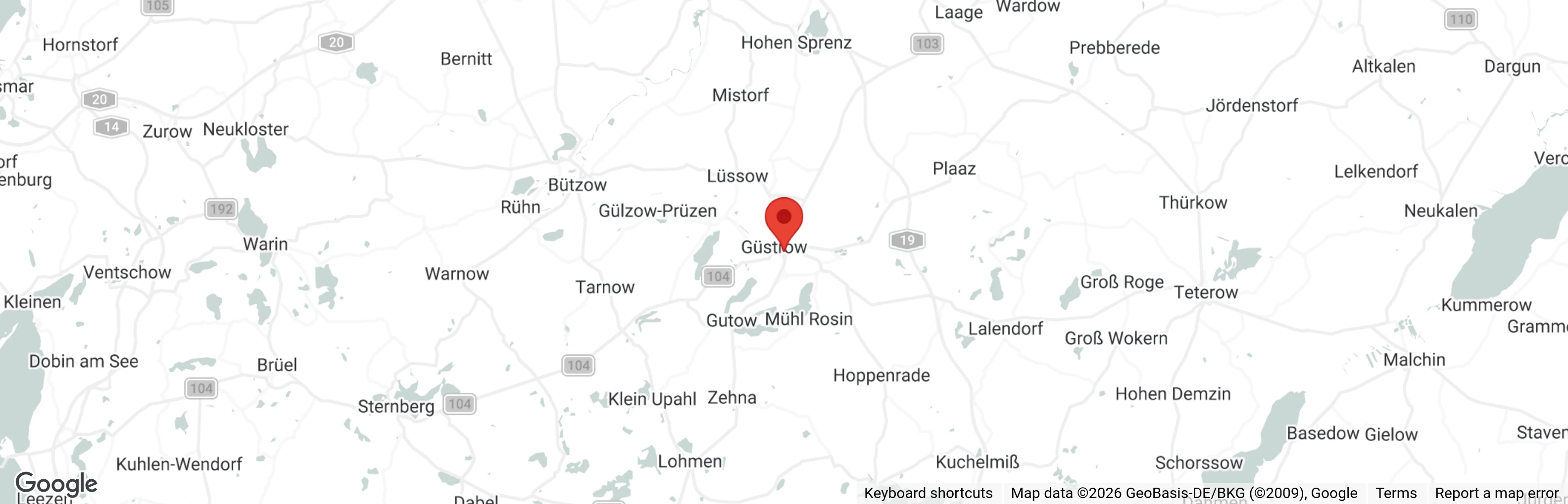 Map showing location of Tierschutzverein Güstrow und Umgebung e. V. 