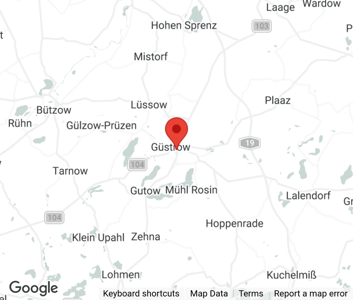 Map showing location of Tierschutzverein Güstrow und Umgebung e. V. 