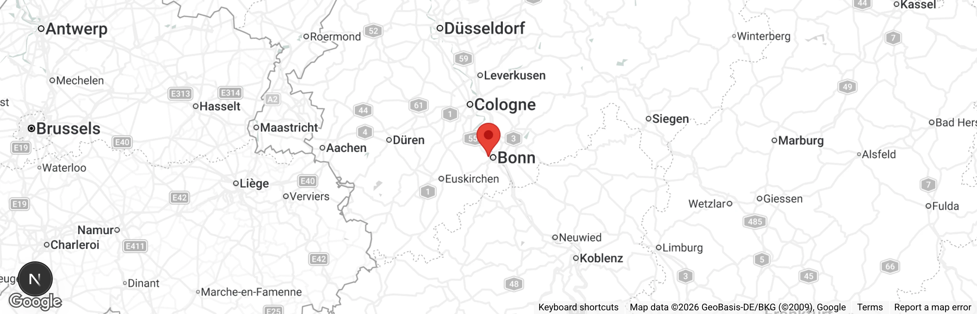 Map showing location of Tierschutz Bonn u. U. e.V.