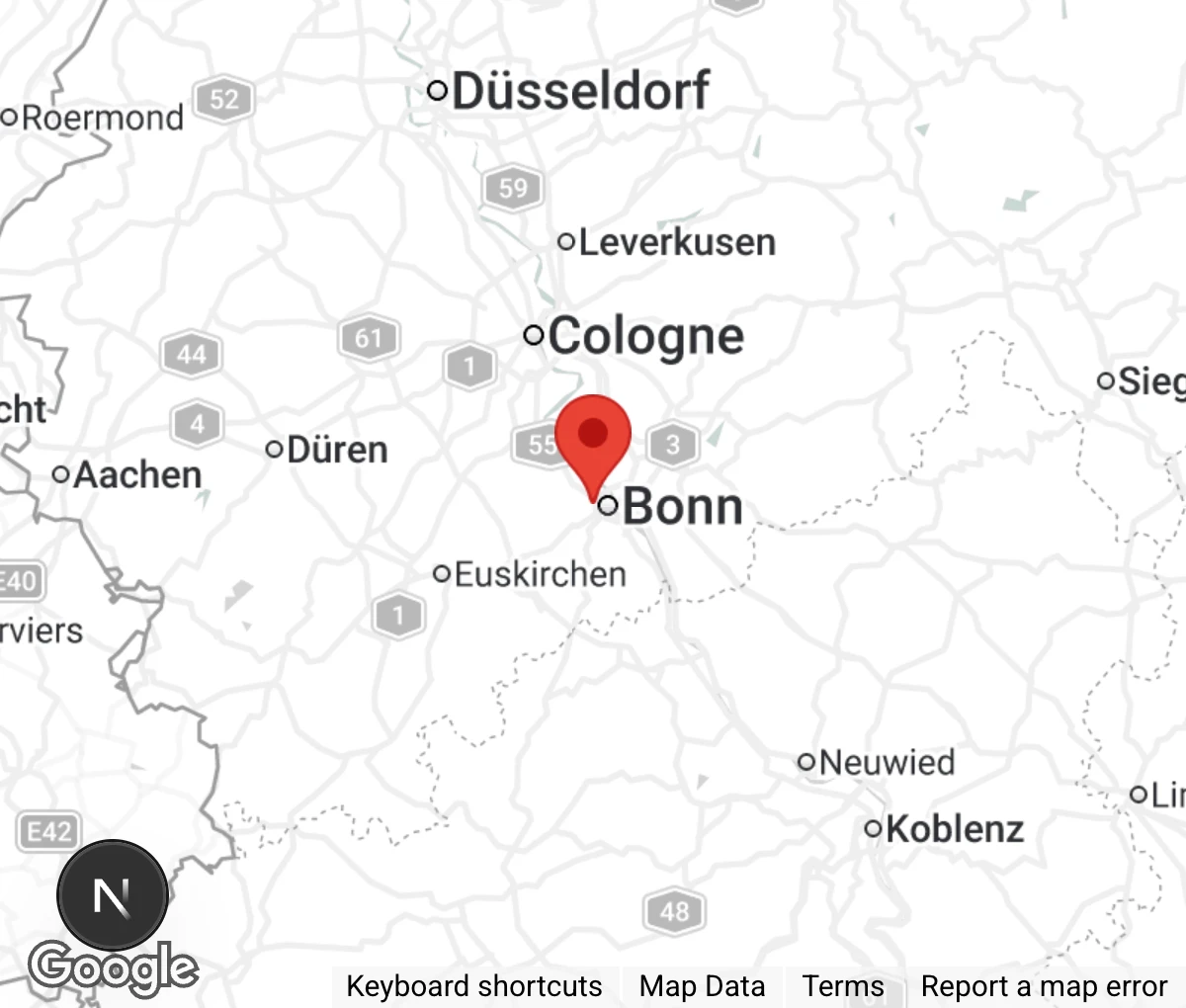 Map showing location of Tierschutz Bonn u. U. e.V.