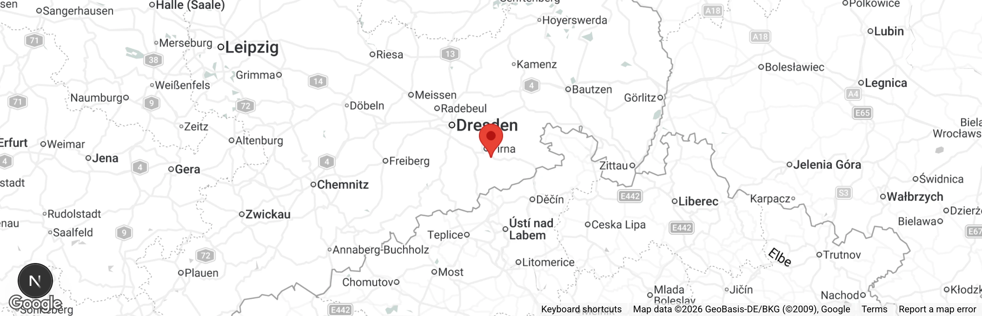 Map showing location of Tierheim 'Zum Streuner' Pirna