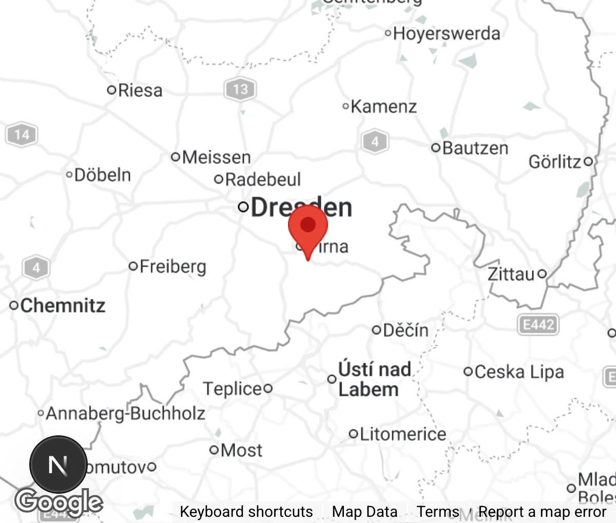 Map showing location of Tierheim 'Zum Streuner' Pirna