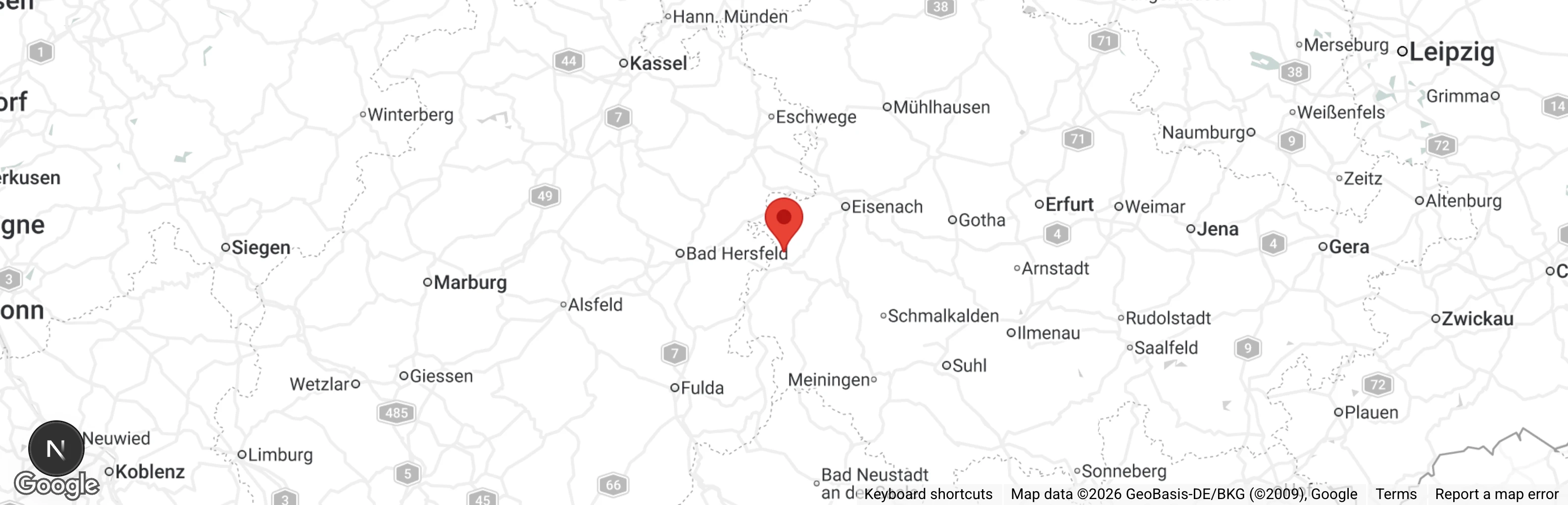 Map showing location of Tierheim Wartburgkreis