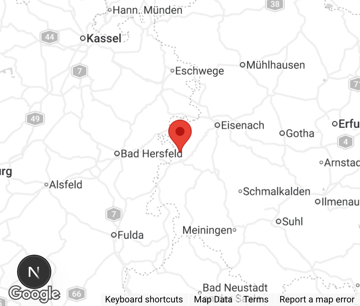 Map showing location of Tierheim Wartburgkreis