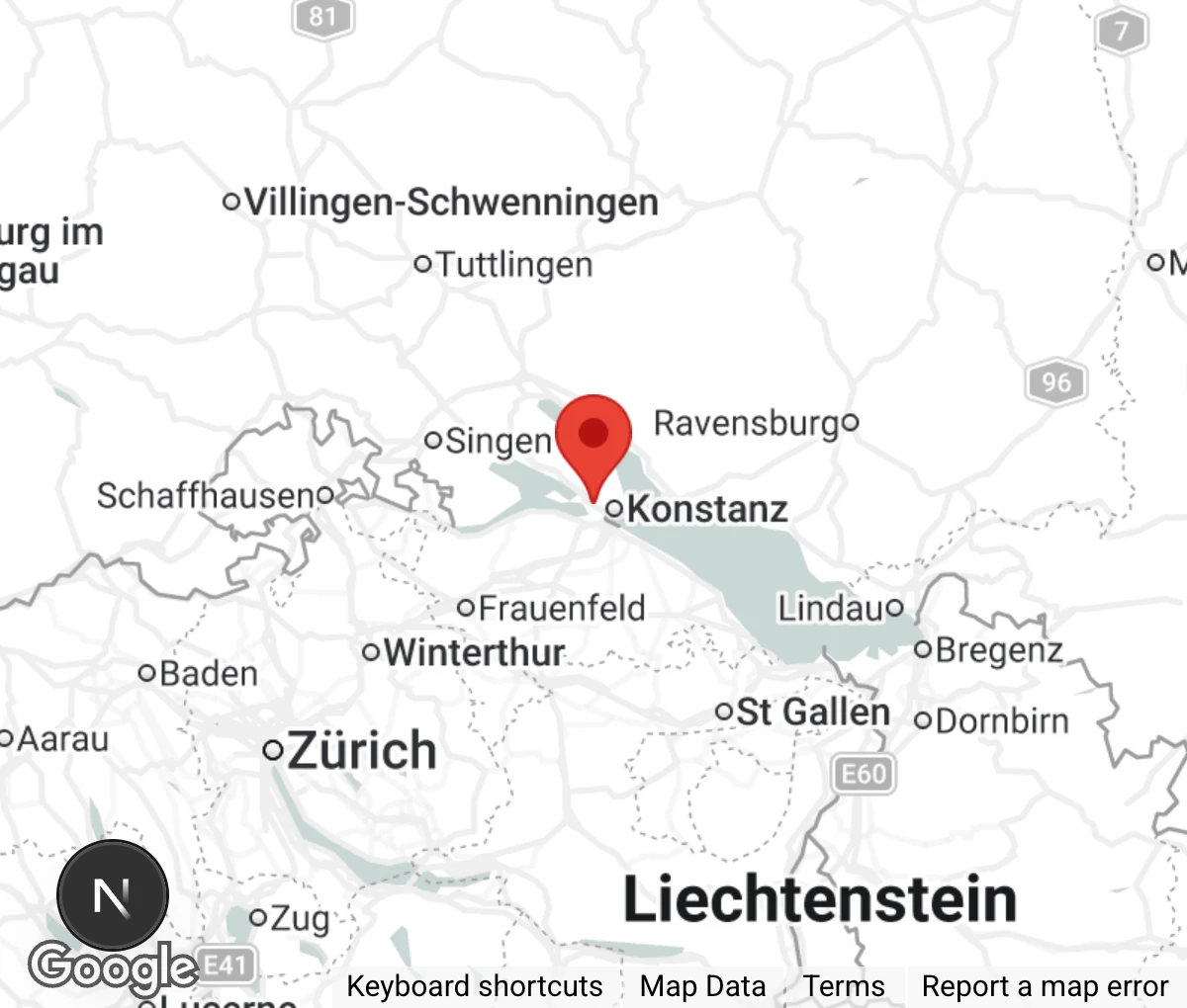 Map showing location of Tierschutzheim Konstanz